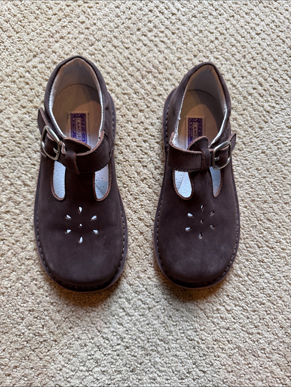 L'Amour Dark Brown Girls T-Strap Mary Jane Dress Shoes-size 12-precious
